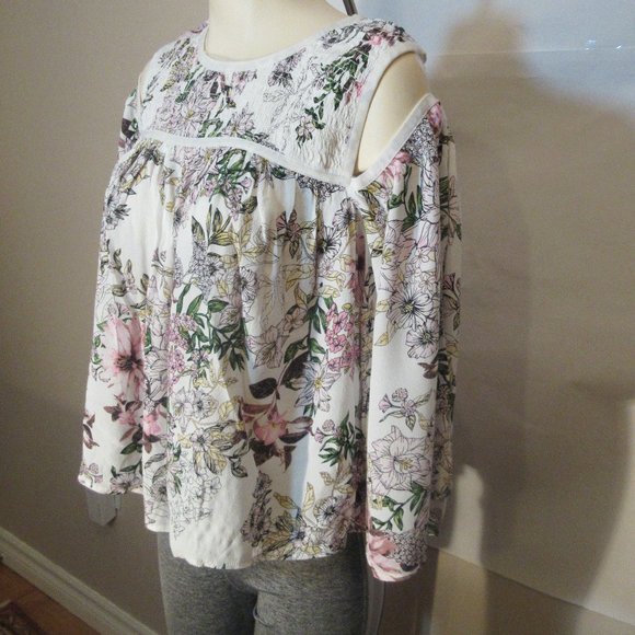 Guess Floral Long Sleeve Blouse Boho Women's Size Large - Picture 3 of 10